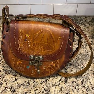 Handmade in Mexico 1970’s leather handbag crossbody shoulder bag